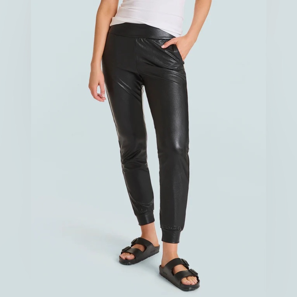 COMMANDO • black faux leather high rise joggers - Large - Picture 2 of 7